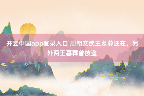 开云中国app登录入口 周朝文武王墓葬还在，另外两王墓葬曾被盗